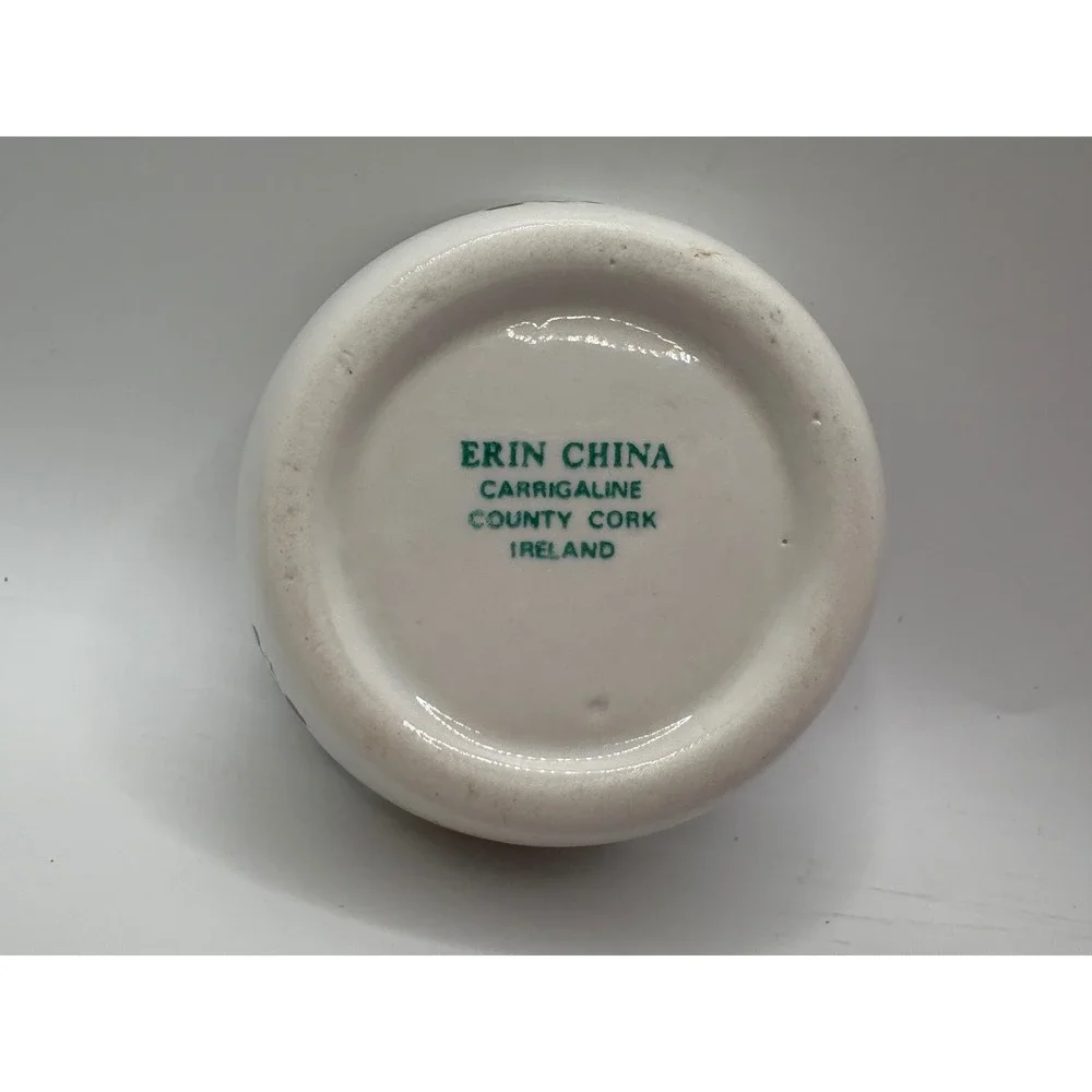 Erin China Carrigaline Ireland Shamrock Tea Strainer and Drip Bowl Set White
